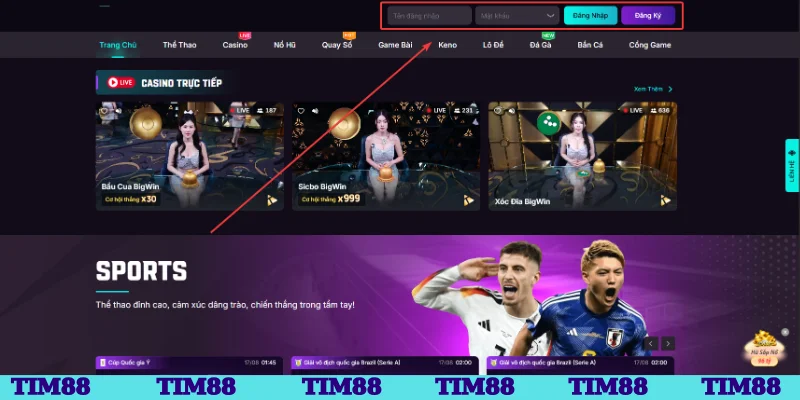 Đăng ký đăng nhập Tim88
