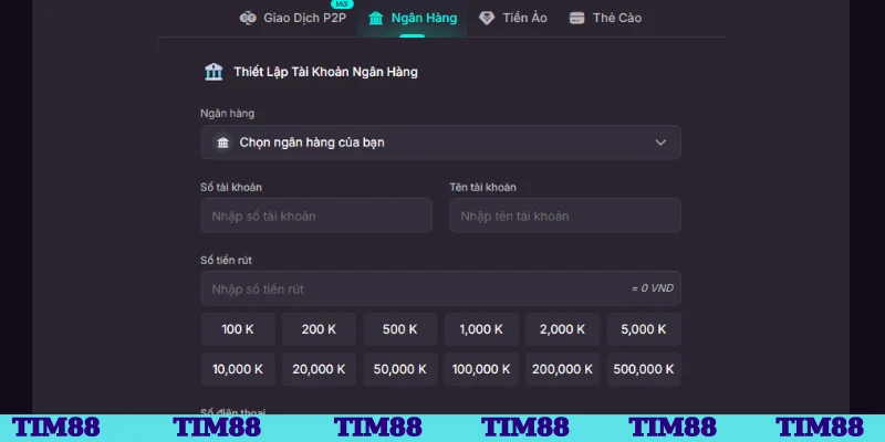 Rút tiền Tim88 là giao dịch được bảo mật chắc chắn